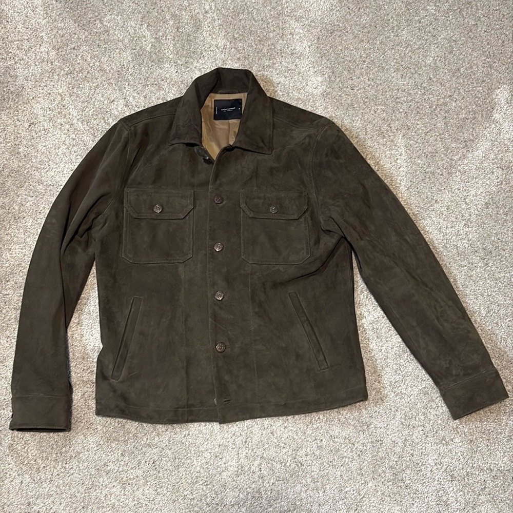 Lucky Brand Brown-Gray Taupe Suede Jacket